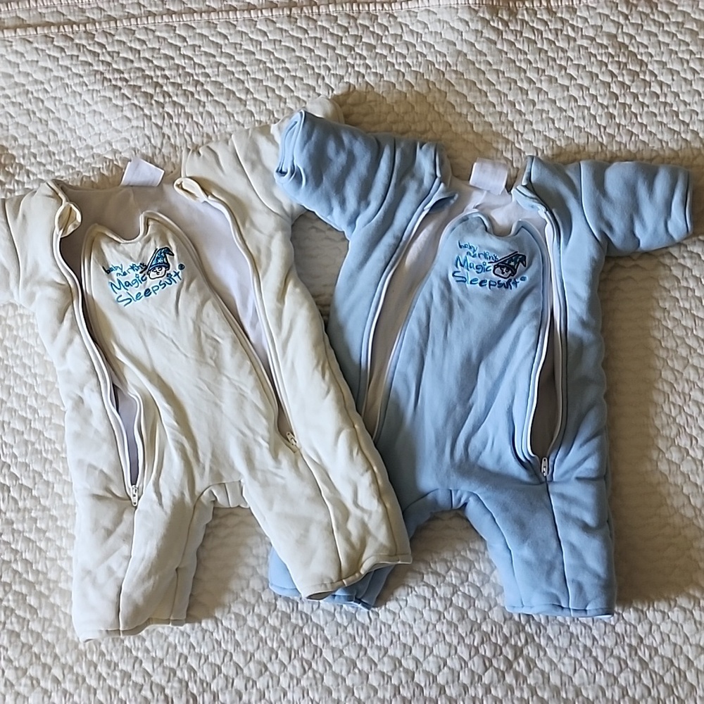 Two Large Cotton Magic Merlin Sleepsuits